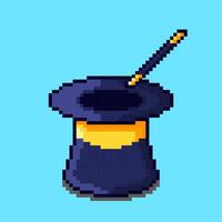 pixel art style chapeau magicien conception vecteur