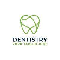 minimaliste dentaire, dentiste, dentisterie logo avec aimer, cœur abstrait contour icône vecteur