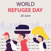illustration graphique de une groupe de gens fuite porter bagage, parfait pour international jour, monde réfugié jour, célébrer, salutation carte, etc. vecteur