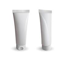 blanc brillant Plastique emballage isolé sur blanc Contexte. réaliste 3d cosmétique tube pour crème, gel, shampooing ou autre conception vecteur