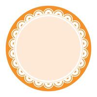 Facile élégant audacieux Orange dentelle décoré avec circulaire bord conception vecteur