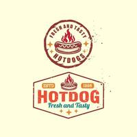 chaud chien badge étiquette ancien logo graphique illustration vecteur