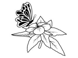 papillon fleur esquisser ligne art vecteur