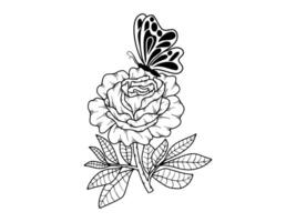 fleur papillon ligne art illustration vecteur