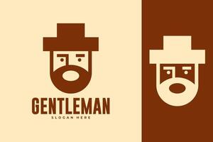 gentilhomme Humain chapeau barbe logo conception vecteur