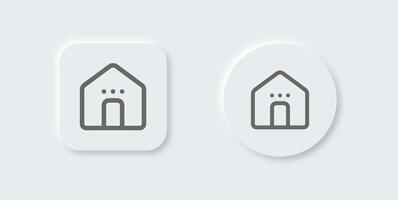 Accueil bouton ligne icône dans néomorphe conception style. maison panneaux illustration. vecteur