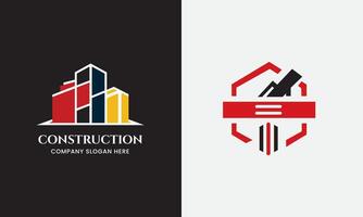 construction icône, bâtiment icône, immobilier propriété maison affaires logo concept vecteur