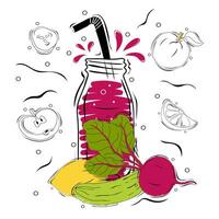 betterave smoothie avec illustration de ingrédients. en bonne santé nourriture affiche vecteur