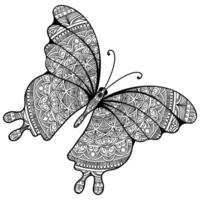 main tiré papillon illustration dans élégant composition coloration livre. vecteur