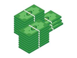 argent, dollar billets de banque pile, empiler illustration isolé sur blanc Contexte. vecteur