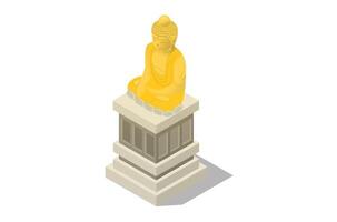 isométrique d'or Bouddha statue isolé. avec titré phra phuttha maha suwanna patimakon, adapté pour schémas, infographies, livre illustration, Jeu actif, et autre graphique en relation les atouts vecteur
