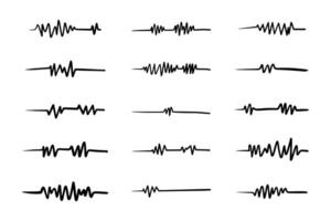 griffonnage graphique de pulsations cardiaques, du son symboles et tremblements de terre. vecteur