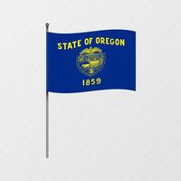 Oregon Etat drapeau sur mât de drapeau. illustration. vecteur