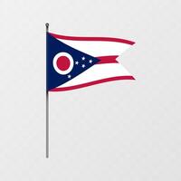 Ohio Etat drapeau sur mât de drapeau. illustration. vecteur