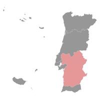 Alentejo Région carte, administratif division de le Portugal. illustration. vecteur