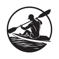 sport kayak silhouette logo isolé sur blanc Contexte vecteur