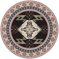 cercle tapis, aztèque, ethnique tribu, navajo, pour pièce décoration, paillasson. vecteur
