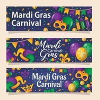 collection de bannières d'éléments de doodle colorés du festival du carnaval de mardi gras vecteur