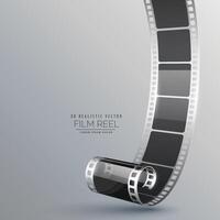 réaliste 3d film rouleau sur gris Contexte vecteur