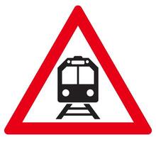 fermé chemin de fer train traversée danger avertissement signe imprimable modèle plat conception icône Publique signe transparent Contexte vecteur