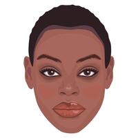 magnifique africain femme portrait isolé sur une blanc Contexte. avatar. détaillé femelle visage illustration. vecteur