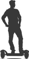 silhouette homme équitation hoverboard plein corps noir Couleur seulement vecteur