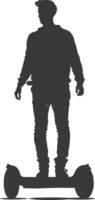silhouette homme équitation hoverboard plein corps noir Couleur seulement vecteur