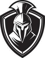 spartiate guerrier logo illustration noir et blanc vecteur