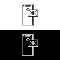 Nouveau message dans mince ligne téléphone. plat linéaire style tendance moderne logotype décrit ui graphique art conception isolé sur blanc et noir. vecteur