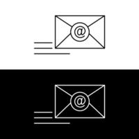email message expédié bleu ligne icône sur blanc et noir Contexte vecteur