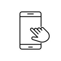 icône téléphone toucher main intelligent mobile conception ligne style vecteur