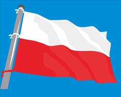 illustration de le polonais drapeau, blanc et rouge, en volant sur une bleu Contexte vecteur
