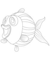 unique et mignonne poisson coloration page pour des gamins vecteur