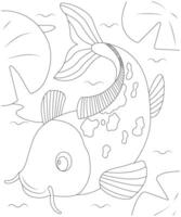 unique et mignonne poisson coloration page pour des gamins vecteur