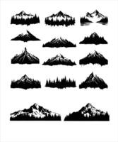 Montagne silhouette icône ensemble pour logo gratuit vecteur