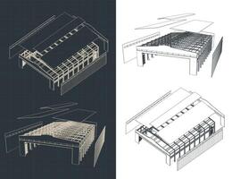 démonté grand industriel hangar vecteur