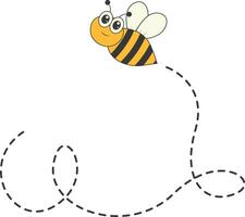 abeille personnage en volant sur une à pois chemin dans dessin animé conception style. isolé sur blanc Contexte vecteur