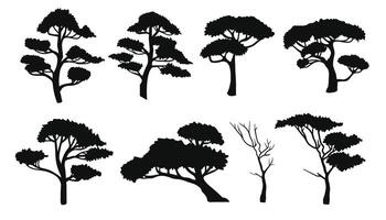 silhouette des arbres collectes. illustration vecteur