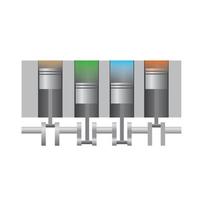 Vecteur d'illustration de la chambre de combustion du moteur 4 cylindres