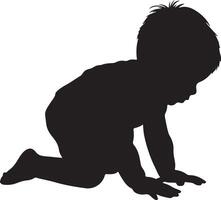 bébé rampant silhouette illustration blanc Contexte vecteur