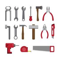 outils de réparation et de construction collection icon set vector plate