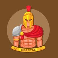 figure spartiate mascotte grec soldat légendaire héros dessin animé illustration vecteur