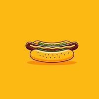 Hot-dog plat conception illustration dessin animé style vecteur