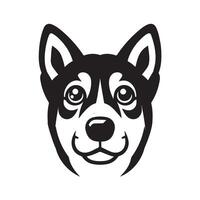 chien clipart - curieuse Canaan chien visage illustration dans noir et blanc vecteur