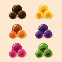 boba topping boisson coloré icon set vector illustration