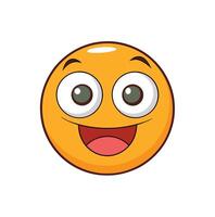 mignonne souriant emoji avec ouvert yeux isolé sur blanc Contexte vecteur