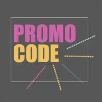 code promo, code promo. illustration de conception de bannière de vecteur plat sur fond noir