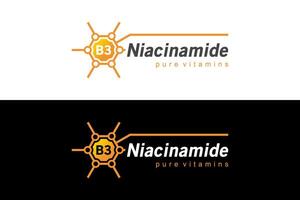 niacinamide vitamine b3 logo illustration modèle vecteur