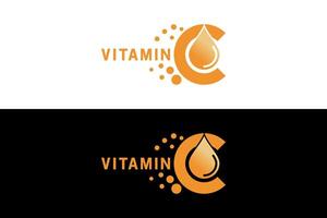 vitamine c logo conception avec lettre c symbole et gouttelettes vecteur