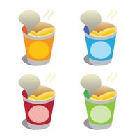 tasse de nouilles instantanées ramen set icône illustration de symbole vecteur